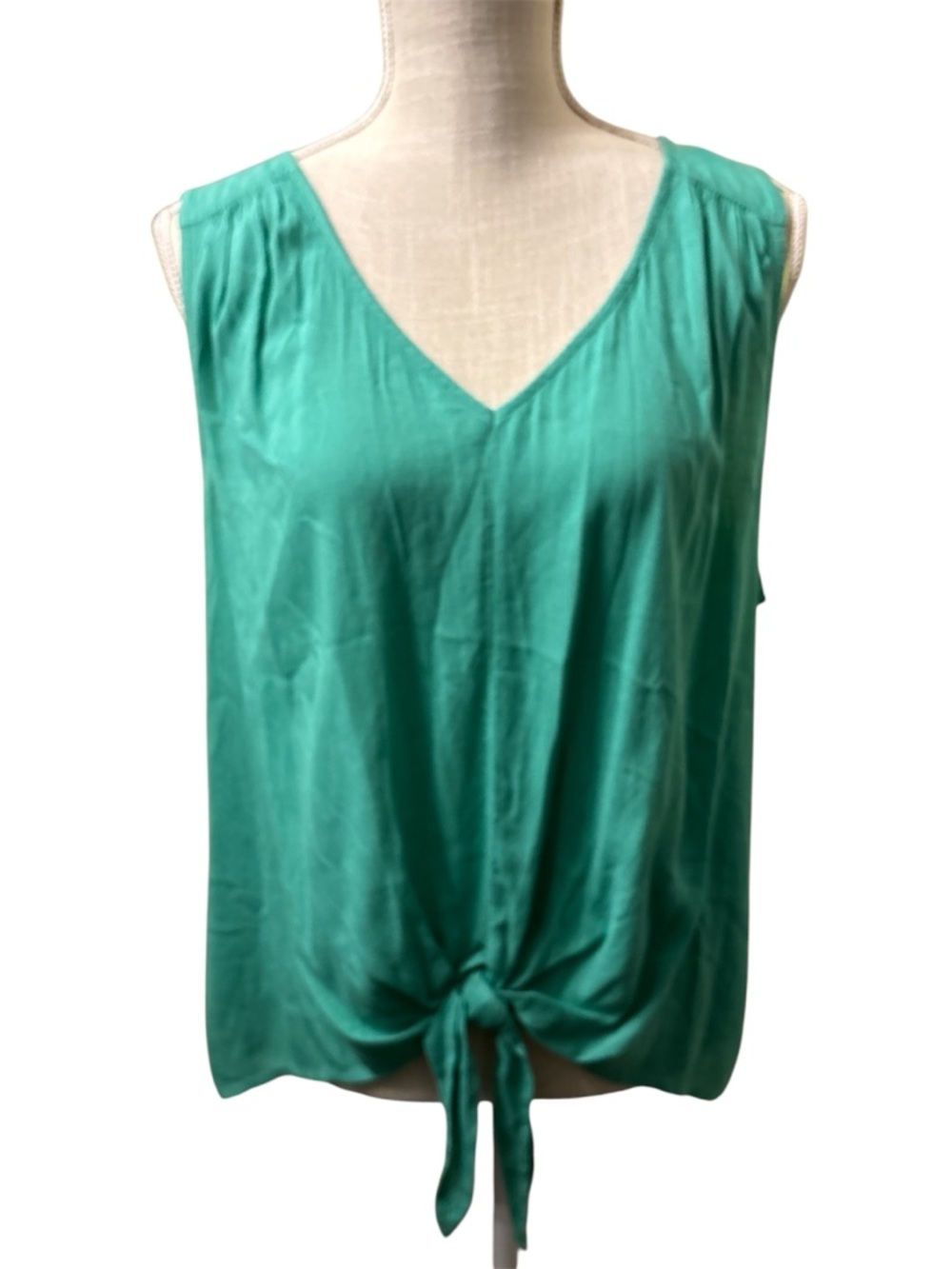 LOFT Women’s V-Neck Tie-Hem Sleeveless Top - Teal SZ/XL NWT.